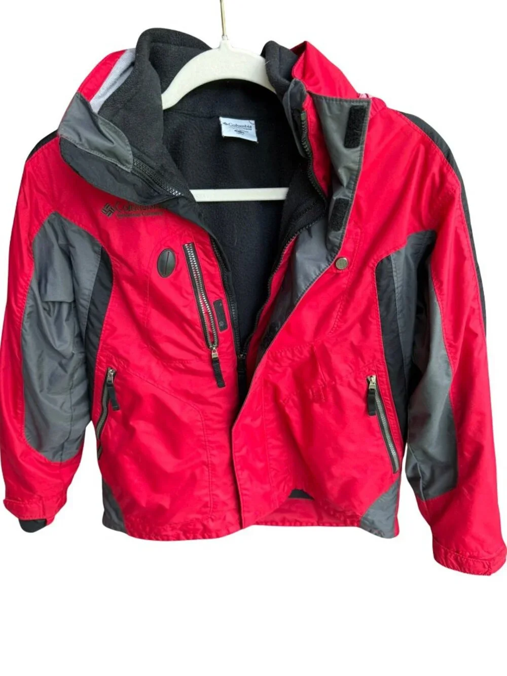 Columbia Youth 10/12 Red Black Jacket Fleece Lined Winter Coat